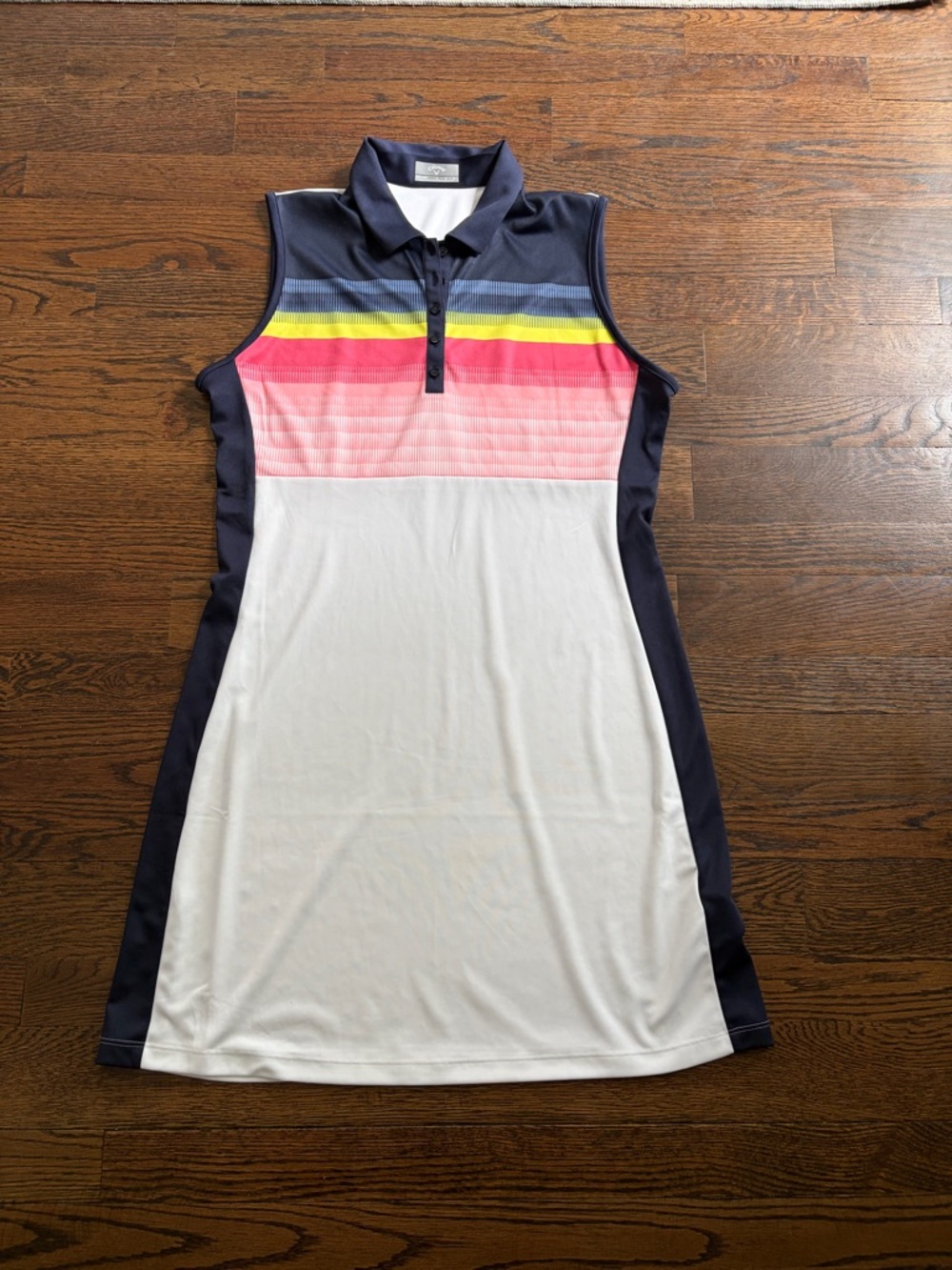 Callaway Navy and White Sleeveless Polo Dress